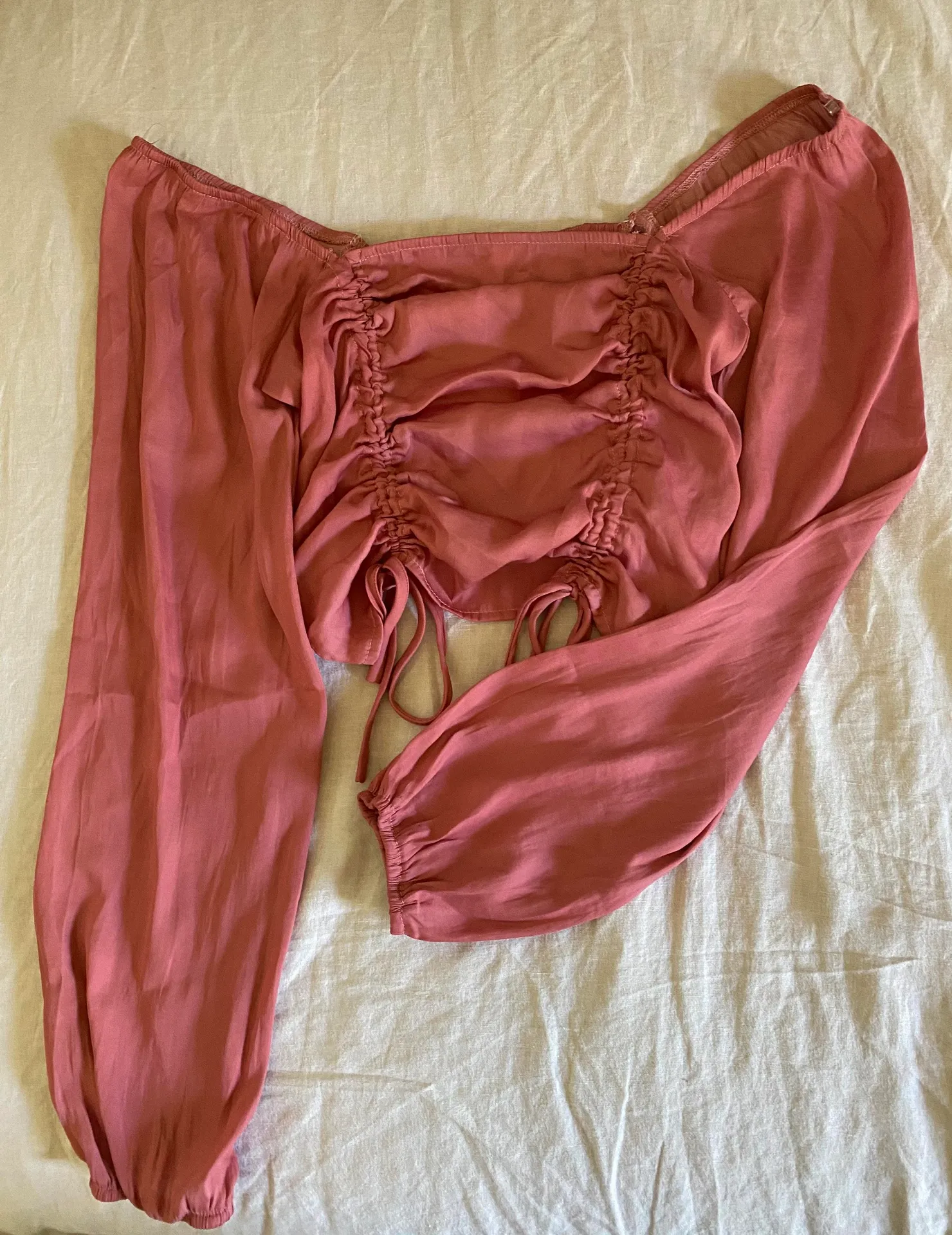 Lottie Moss Pink Silk Ruched Top - Image 3