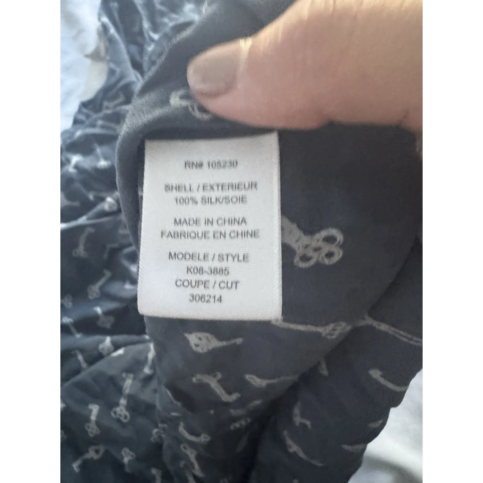 Joie 100% Silk Dress Tunic Blue Antique Key Print Women's Large Boho Bohemian - Image 3