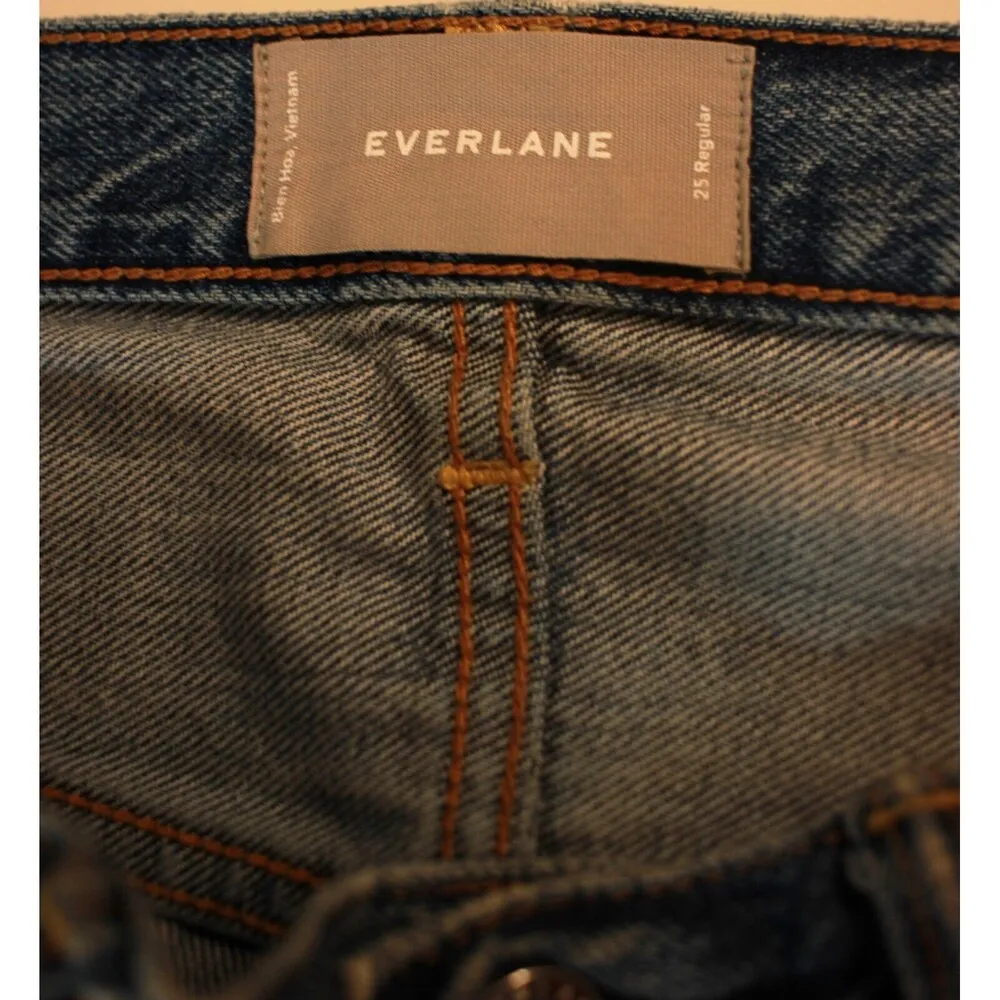Everlane Women Jeans Blue Boyfriend Distressed Denim Medium Wash Zip Fly Size 25 - Image 9