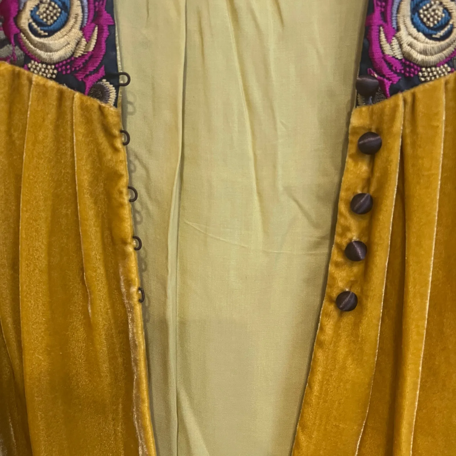 Free People Wanderlust Jacket XS Velvet Renaissance Embroidered Lace Sweater - Image 6