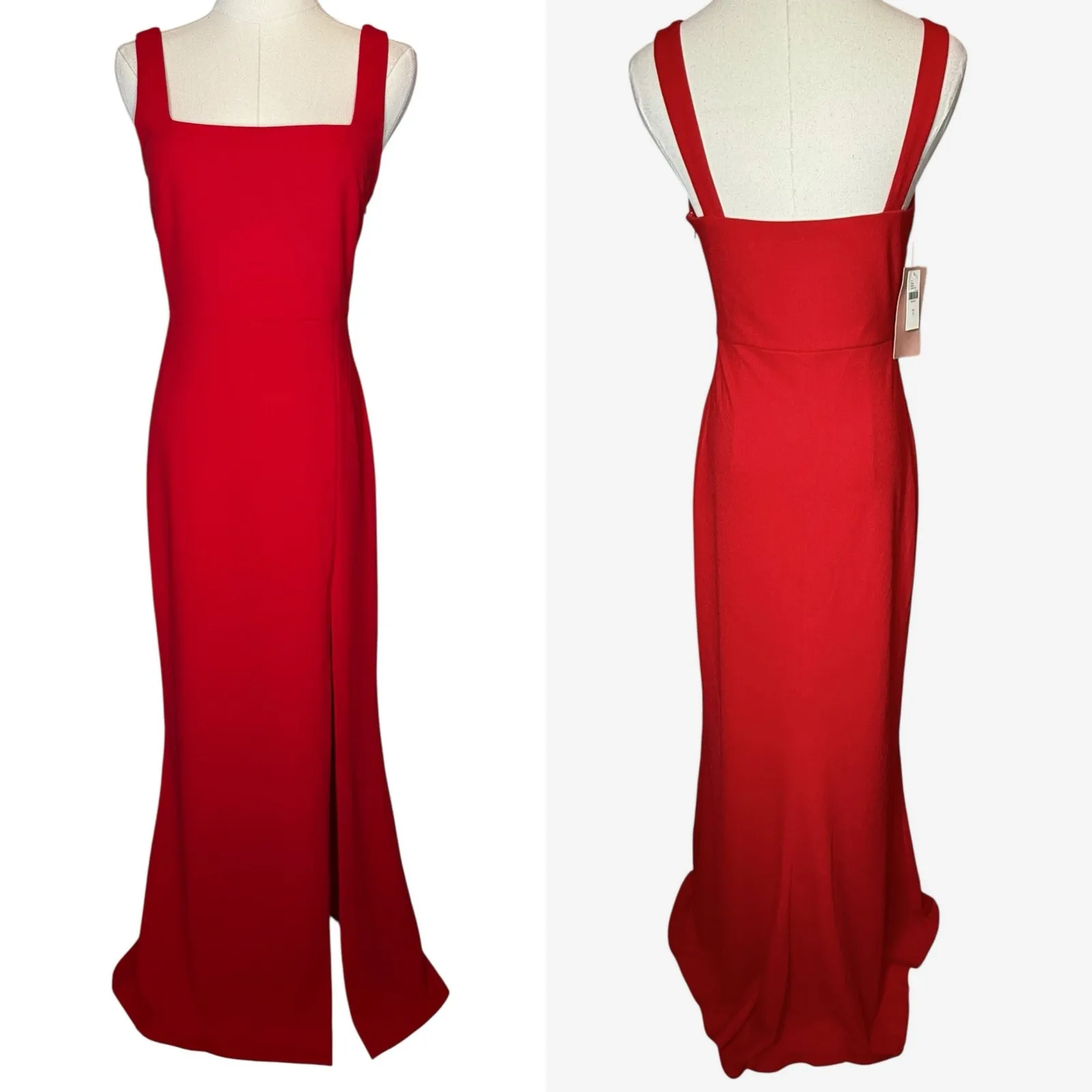 BHLDN‎ Anthropologie Blake Square Neck Stretch Crepe Maxi Dress Red NEW Small - Image 3