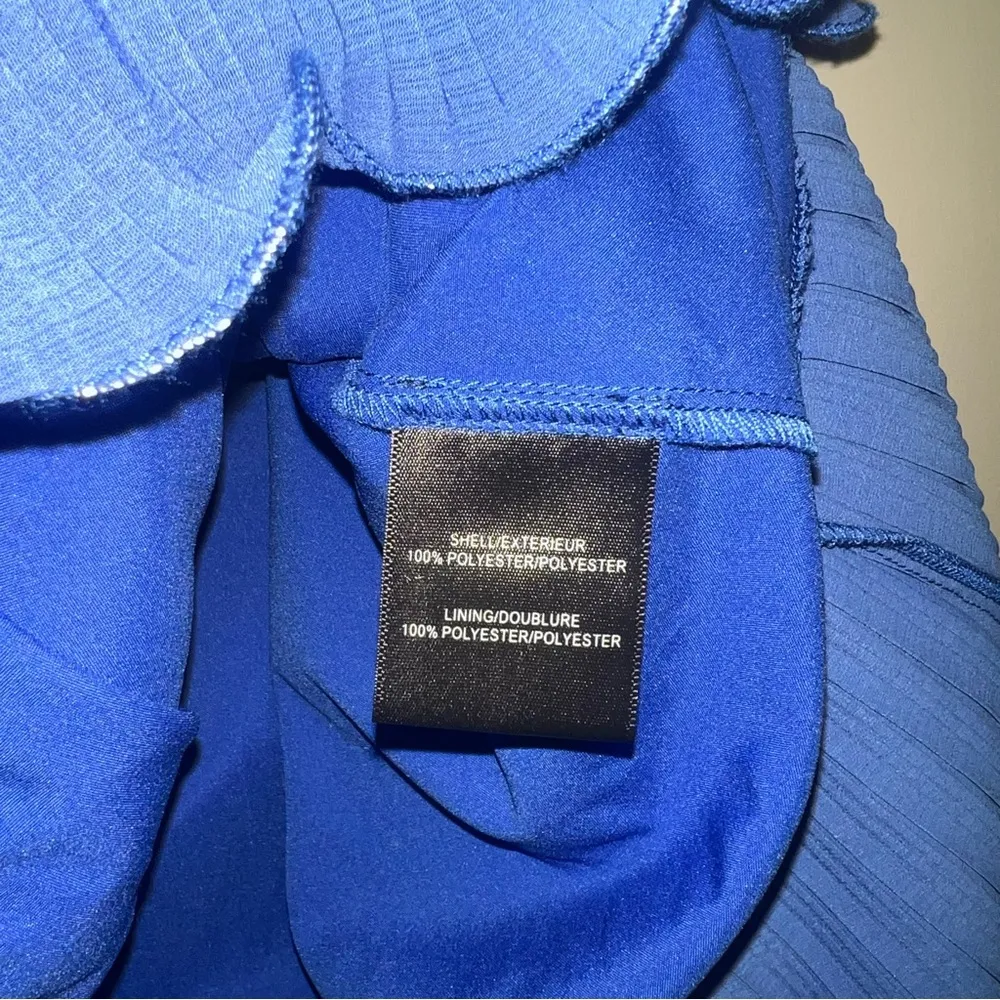 NWT One33 Social Ariel Pleated Tier Halter Mini Dress in Chiffon And Georgette Blue Size 2 - Image 4