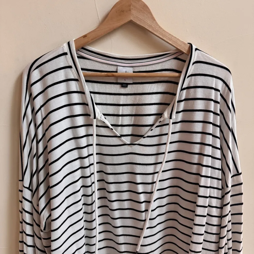 CAbi Relax Game Day Striped Knit Long Sleeve Tie Neck Sweatshirt Womens Size L - Image 6