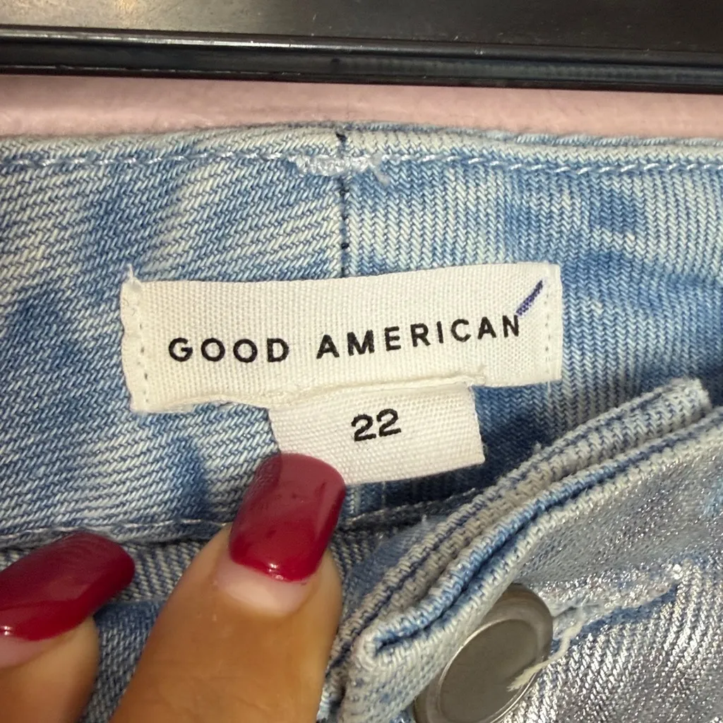 Good American Good '90s metallic relaxed-fit denim-blend jeans. Size 22 - Image 6