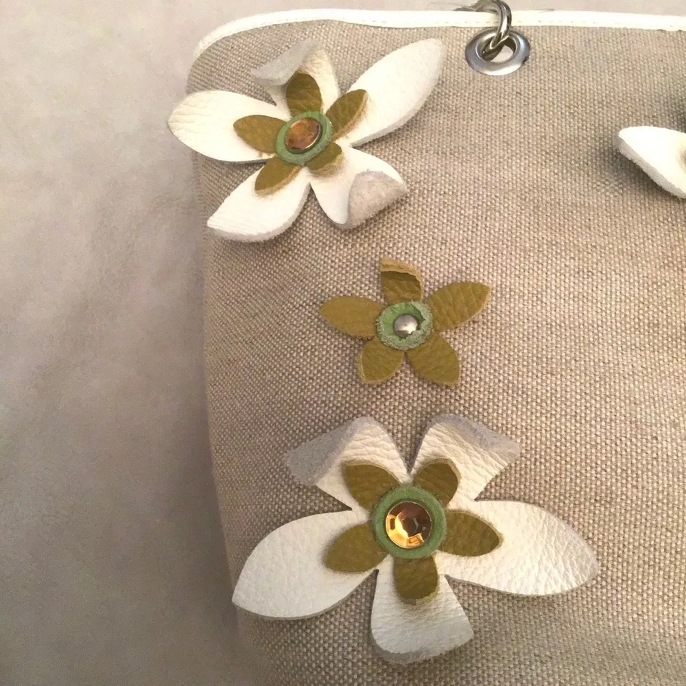 NWT. Castellari linen purse with leather trim - Image 4