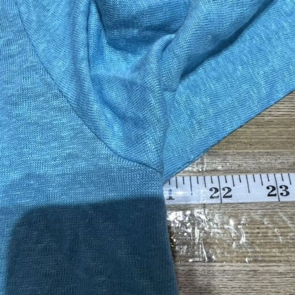 J.Jill  Women's Knit Love Linen Open Front Portofino Cardigan Blue Size Medium - Image 7