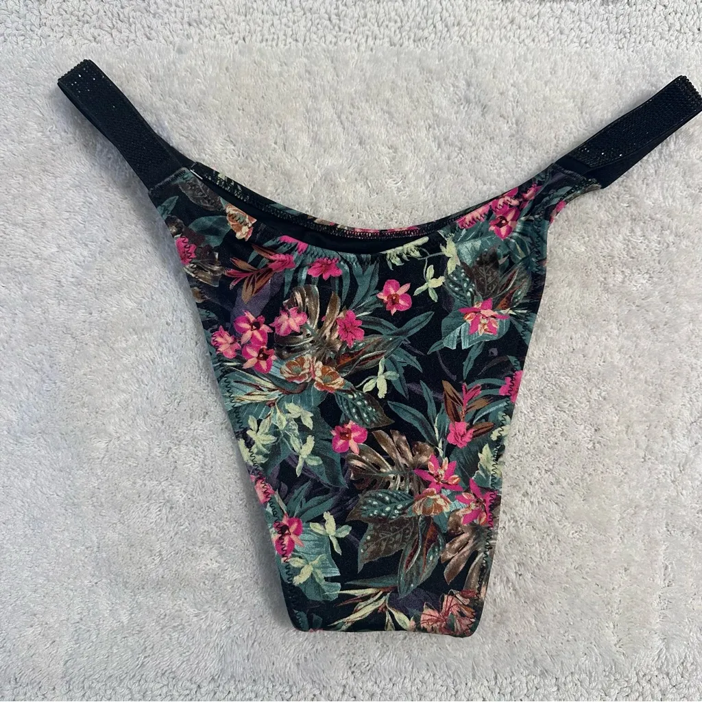 Victoria’s Secret Shine Strap Brazilian Swim Bikini Bottom Palm Medium - Image 5