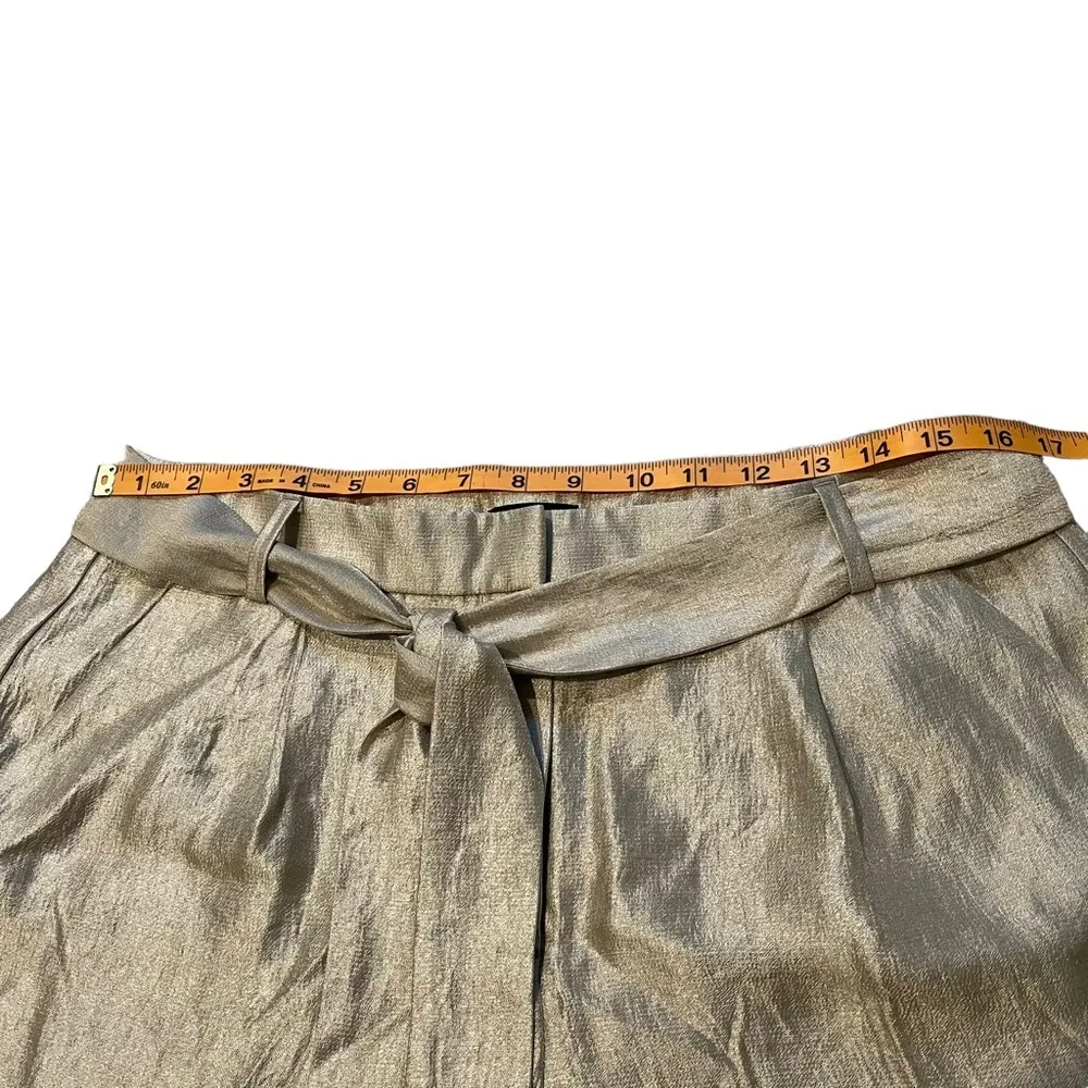 LOFT Champagne Shimmer Pleated Tie Waist Shorts - Image 9