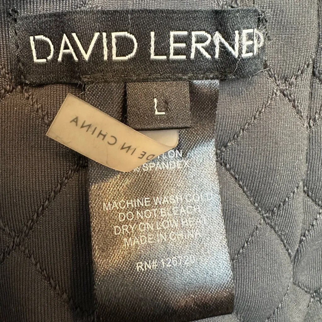 David Lerner Quilted Soft Black Stretch Ruffle Flounce Swing Mini Skirt Size L - Image 8