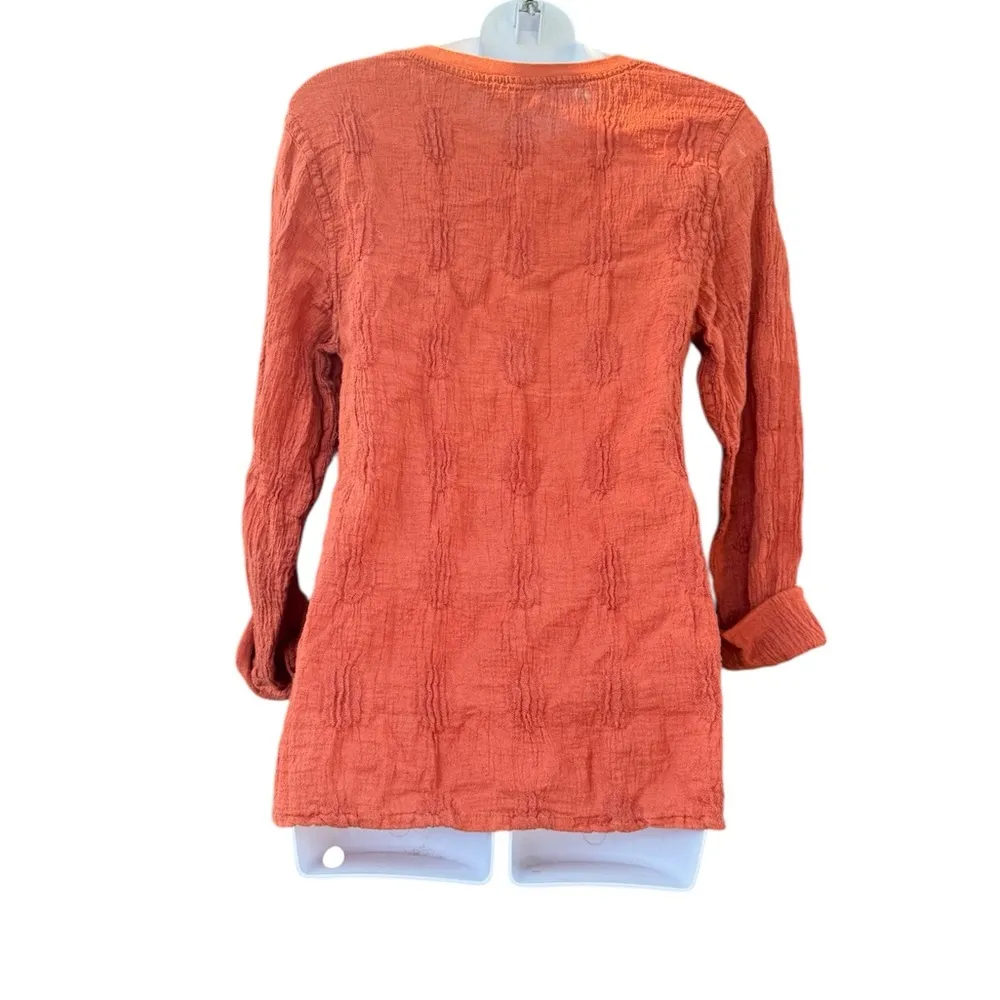 Women's Burnt Orange Textured Flax Top - Image 2