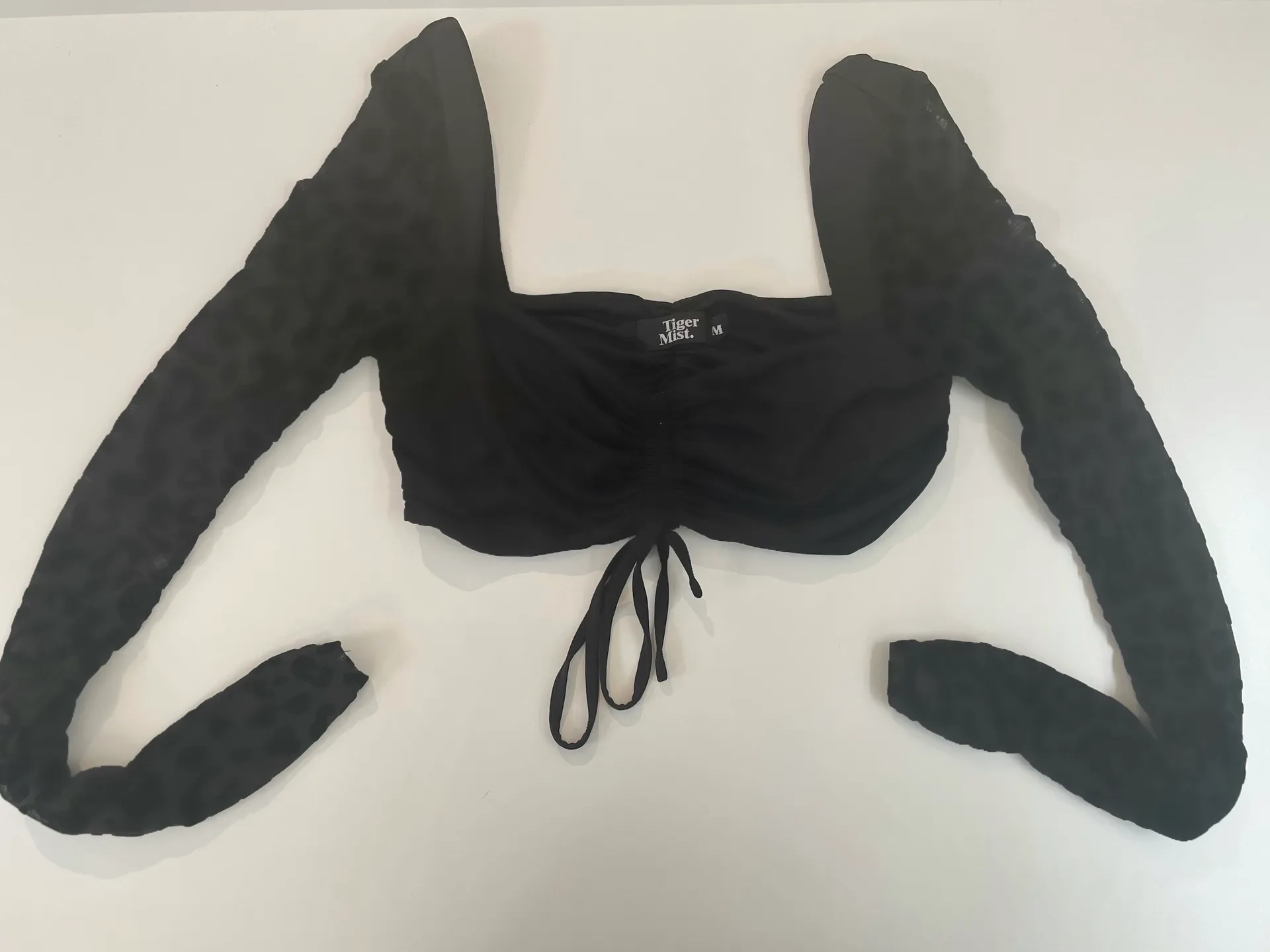 Tiger Mist Long Sleeve Black Crop Top - Image 2