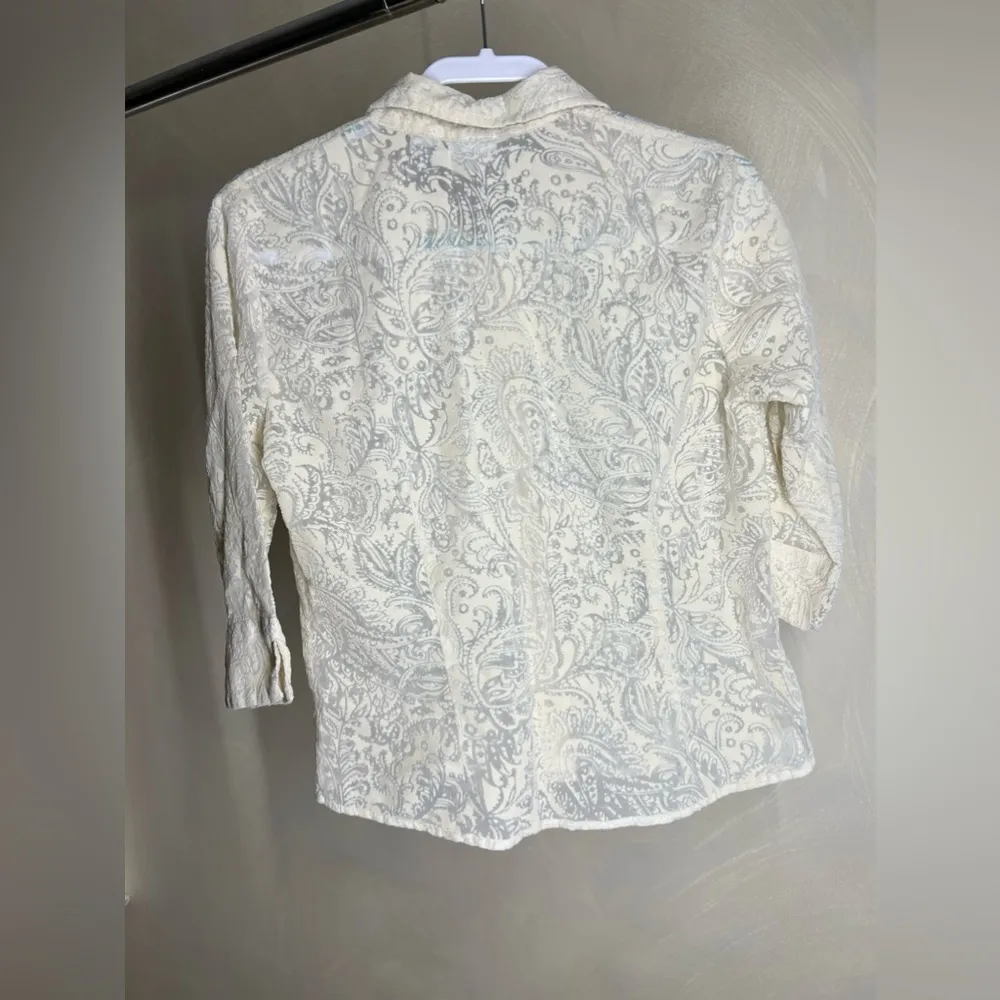 Kim Rogers Womens Size: Petite (PS) Button Up Sheer Shirt, Color : Cream/ivory - Image 3