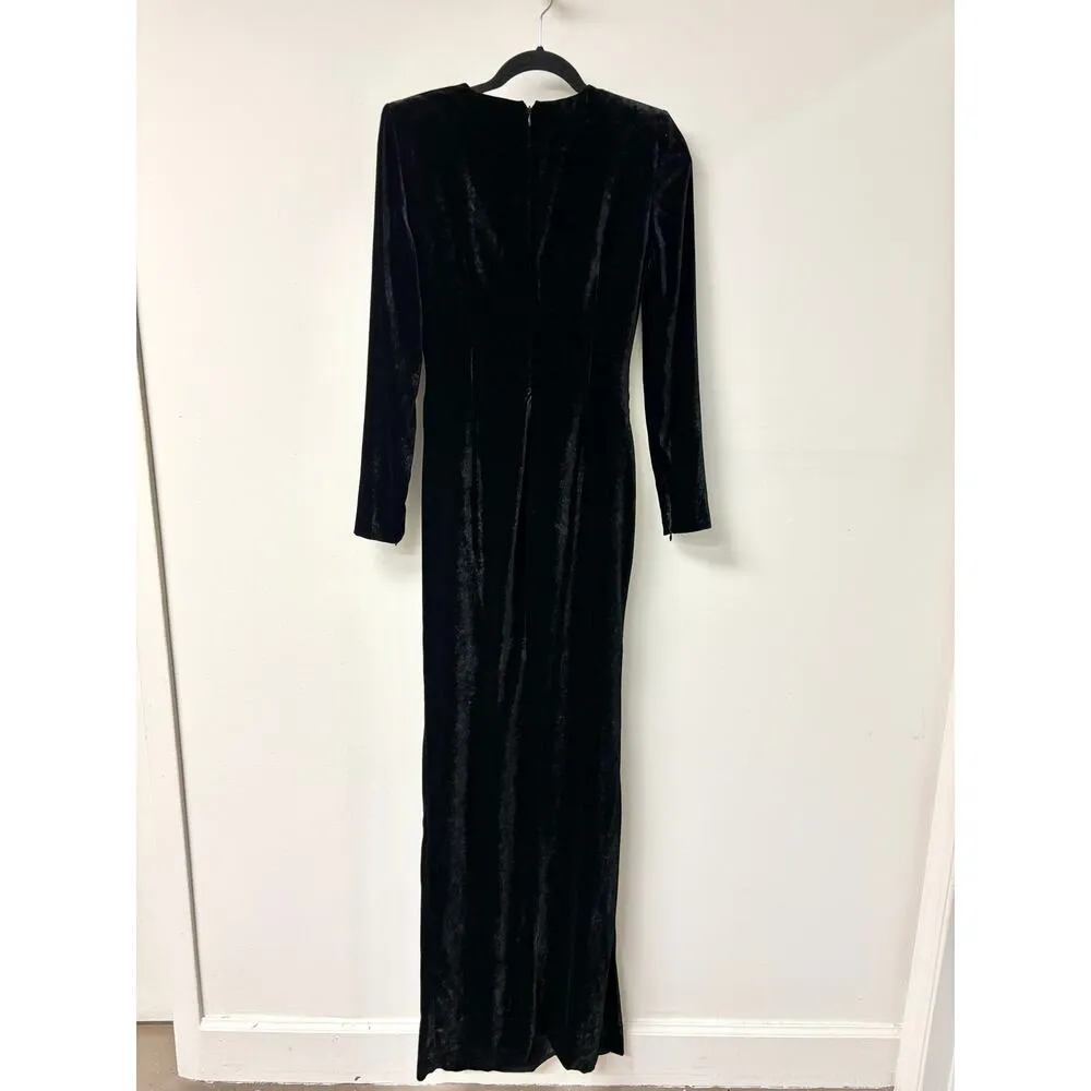 Ralph Lauren purple label Alvita Velvet Wrap Evening Dress Black Women US 4 - Image 4