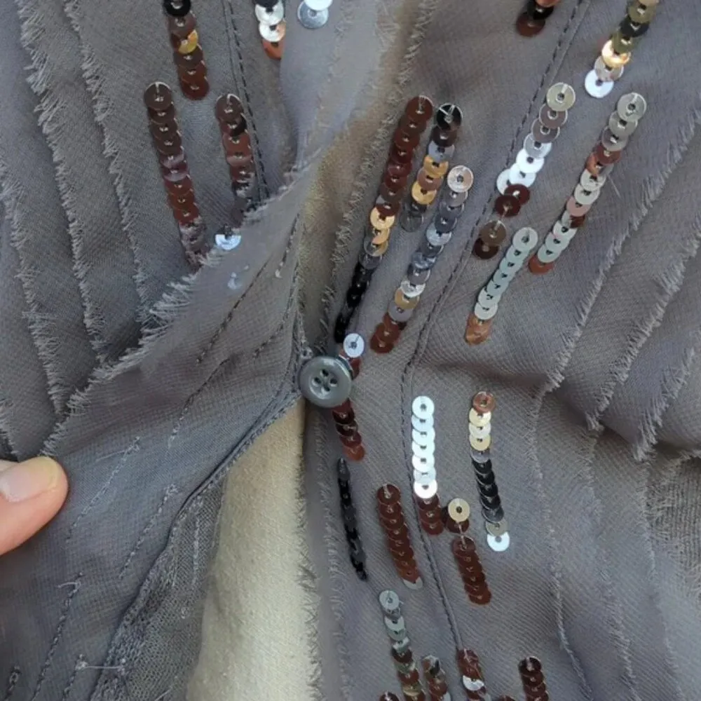 AK | Anne Klein Pima Cotton Sequin Trim Cardigan Sweater - Image 3