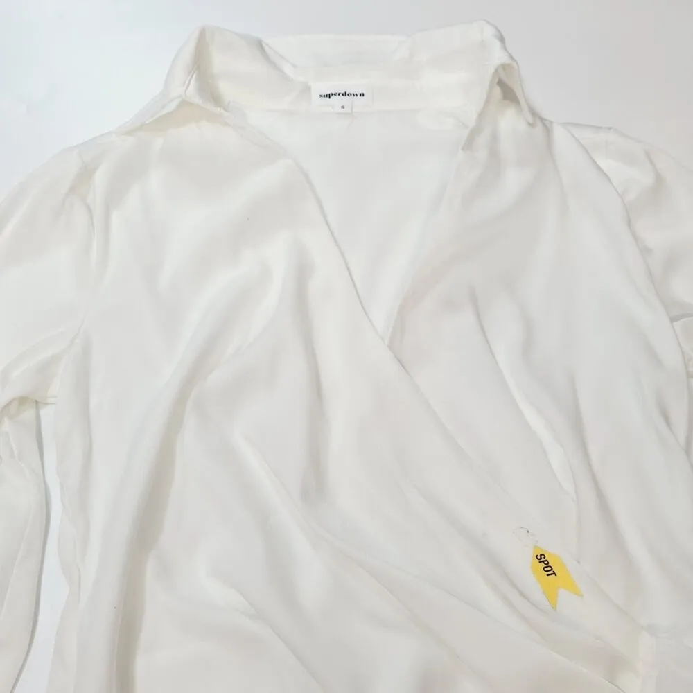 Superdown Sophie Draped Mini Dress in White Satin Small - Image 6