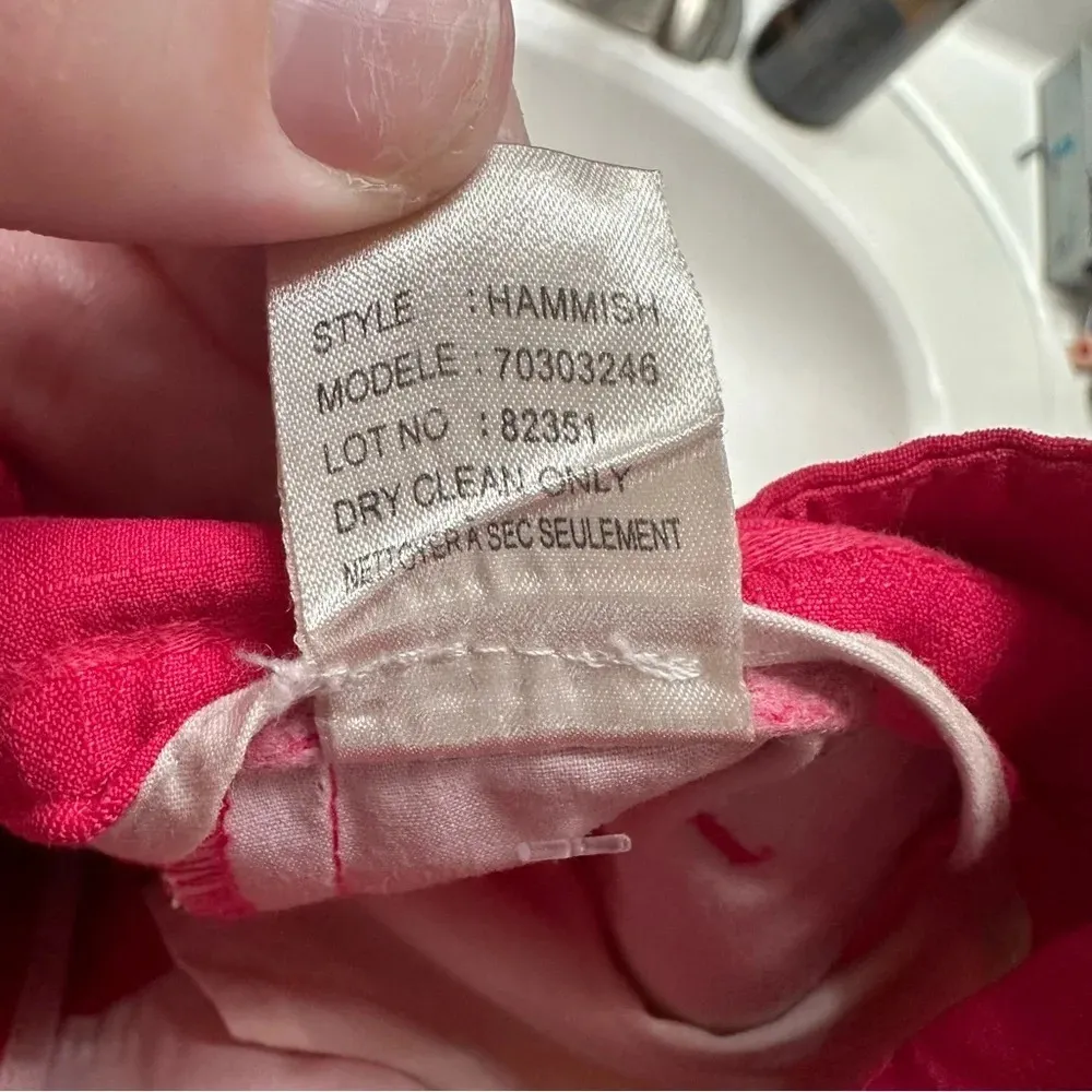 Theory Shorts Pink Pinstriped Linen Shorts Cuffed Hem Size 10 - Image 7