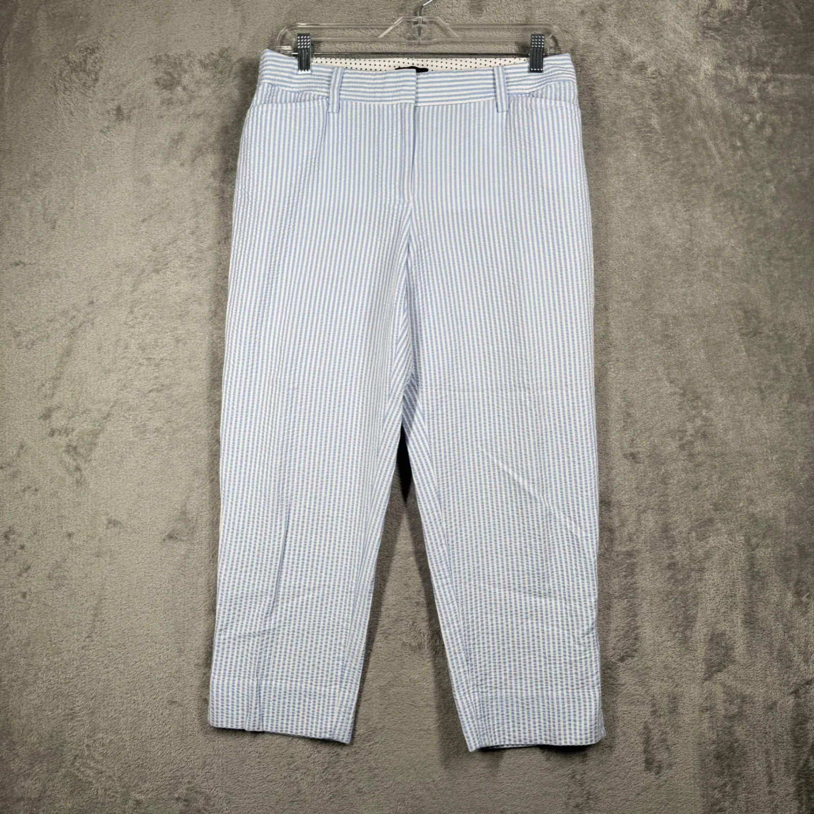 Talbots Crop Pants Women 6P Blue White Stripe Coastal Grandmillennial Seersucker - Image 2