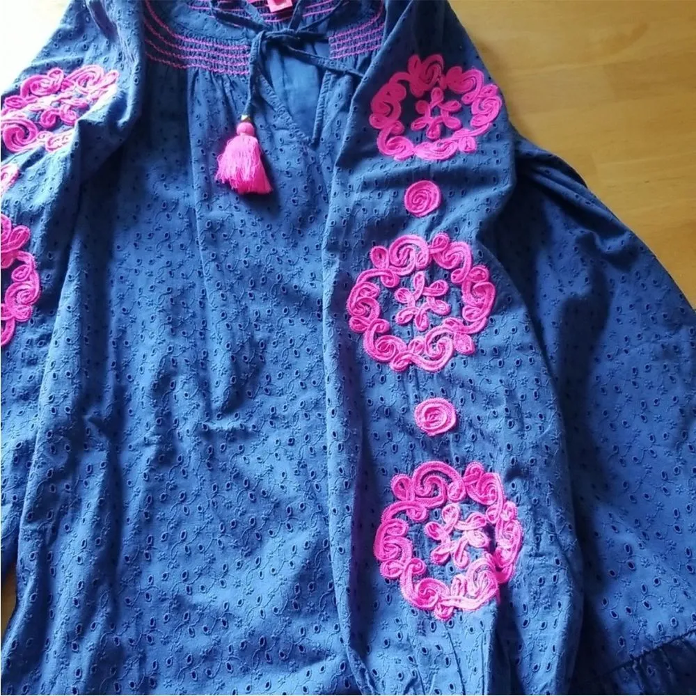 Lilly Pulitzer Lucee Dress, Oyster Bay Navy Bayside Eyelet, Size S Small - Image 9