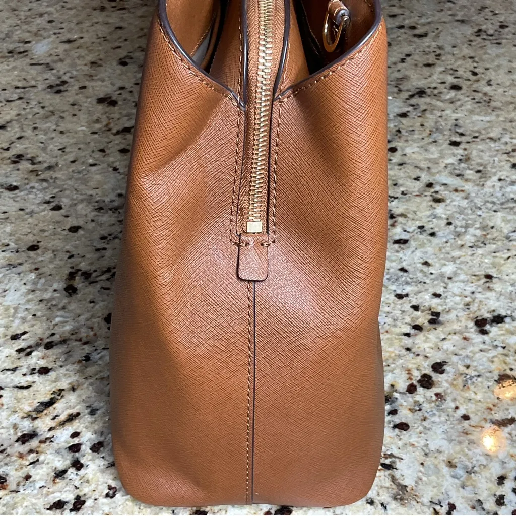 Michael Kors Brown Large Saffiano Leather Satchel - EUC - Image 3