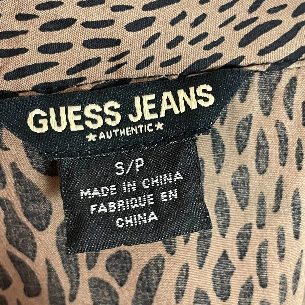 Guess Wrap Top Animal Print Women Small‎ Brown Black Leopard Sleeveless Blouse - Image 3