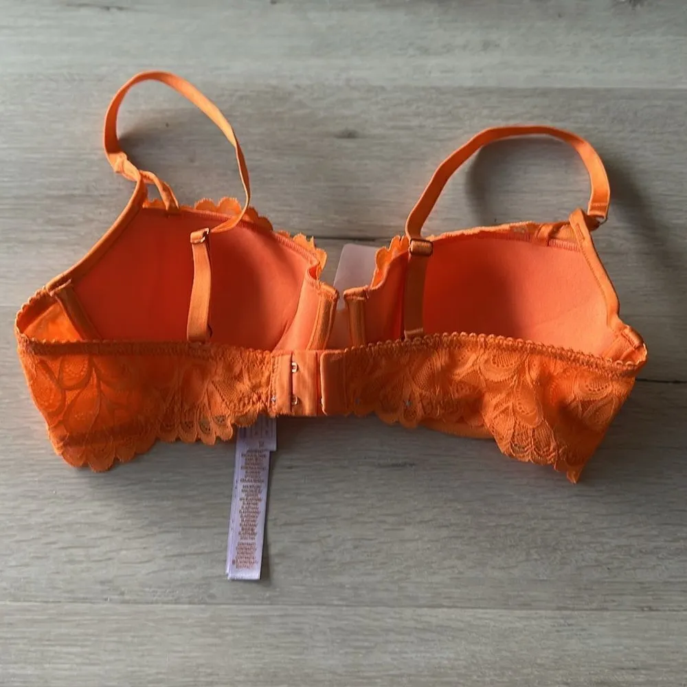 Savage X Fenty Not Sorry Lightly Lined Lace Barlconette Bra Orange 36C NWT Size undefined - Image 7