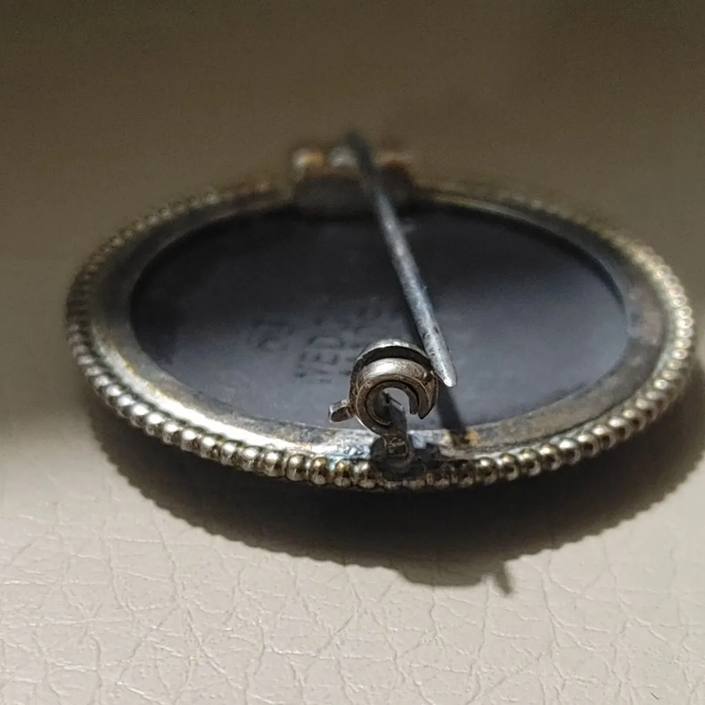 Cameo Brooch Wedgwood Vintage England Black White Pin Angel Cherub Sterling 925 - Image 6