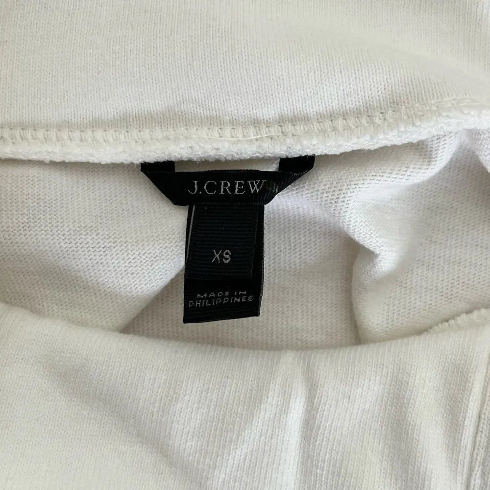 J.Crew Mockneck Button Shoulder Nautical Navy Stripe Cotton Sweater in White, XS - Image 4