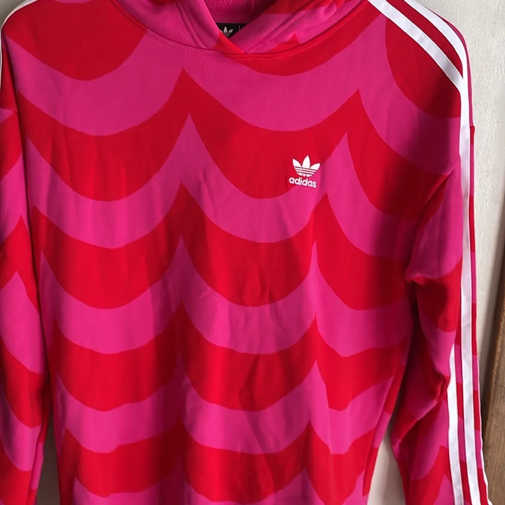 Adidas Women's Originals X Marimekko Hoodie In Vivid Red/team Real Magenta Red Size XS - Image 8