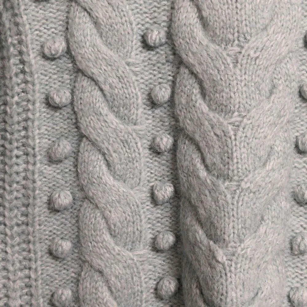 Cyrus Evolution by Cable Knit Balloon Sleeve Pullover Sweater Brgtn Blue M New - Image 2