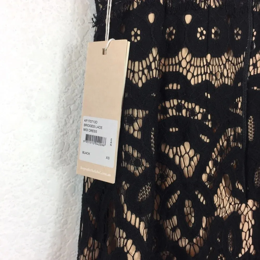 NWT Keepsake The Label Bridges Black Lace Overlay Bodycon Midi Dress XS - Image 7