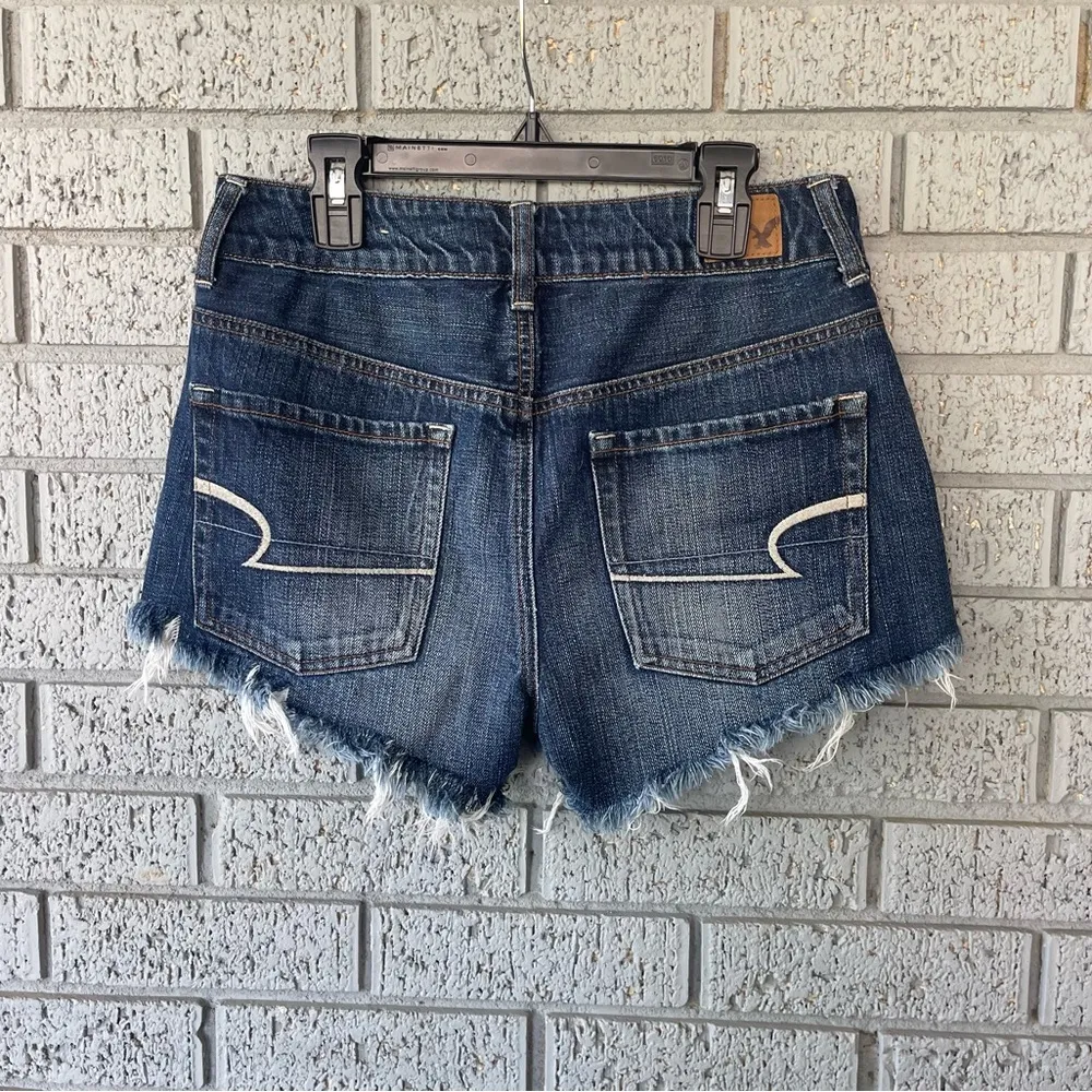 American Eagle High Rise Festival Denim Jean Shorts Frayed Size 2 - Image 2