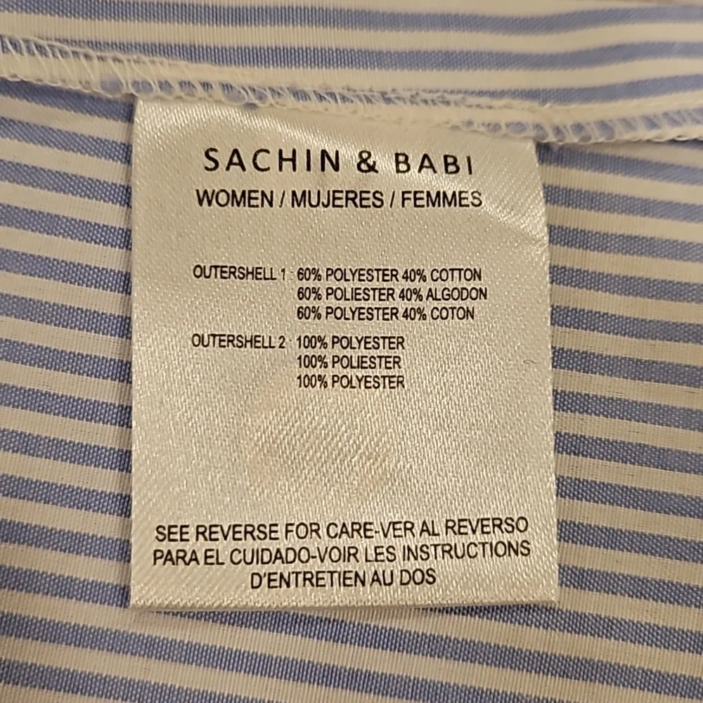 💕SACHIN & BABI💕 Hannnah Dress ~ Sky Blue Pin Stripe Print Embroidered XS NWT - Image 10