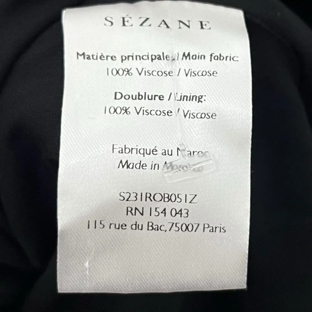 Sezane NWT Robe Carola Floral Dress Size 14 Black Long Sleeve Elegant - Image 11