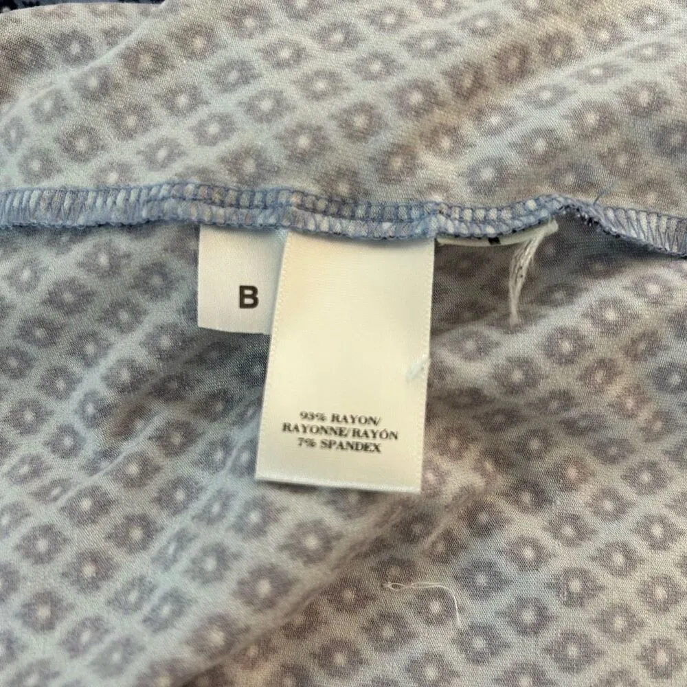 Ann Taylor 3/4 sleeve blue print slinky stretchy true Wrap Dress Size 2 - Image 9