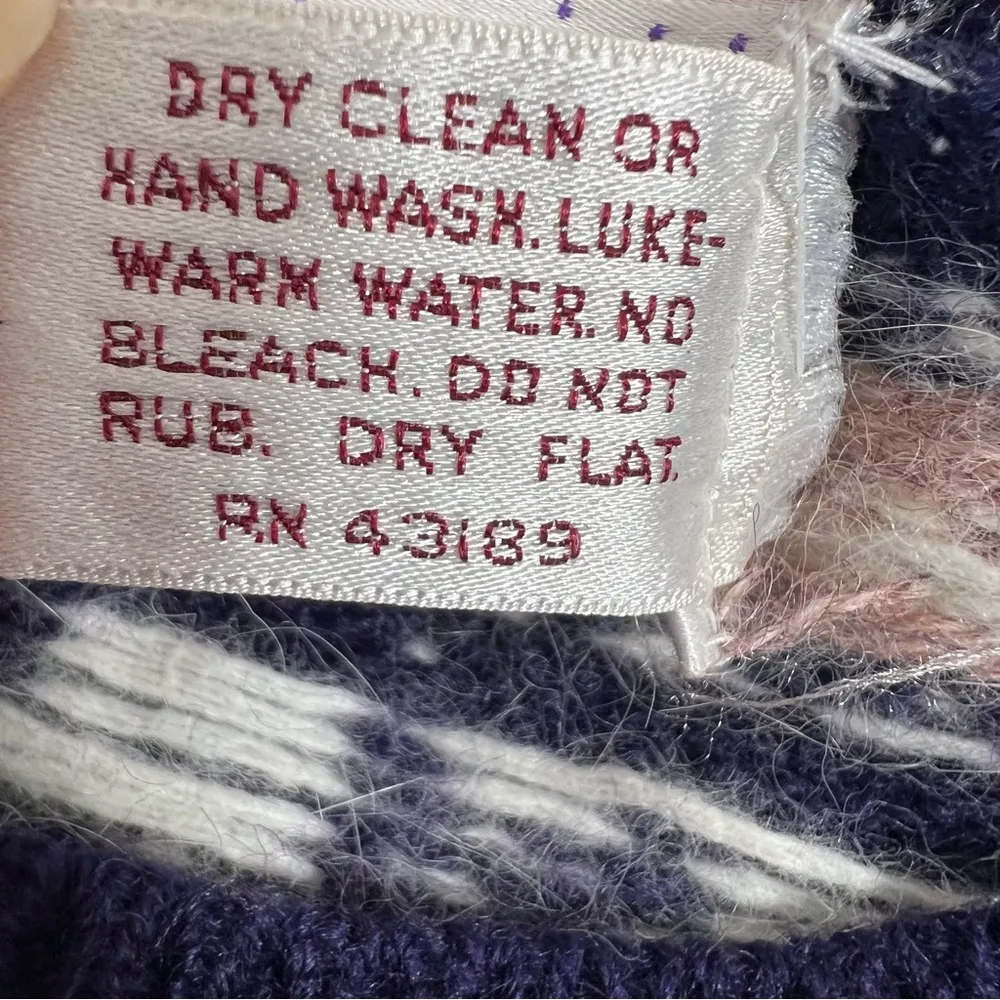 Vintage Susan Bristol Angora Rabbit Shetland Wool Fair Isle Knit Sweater - Image 7