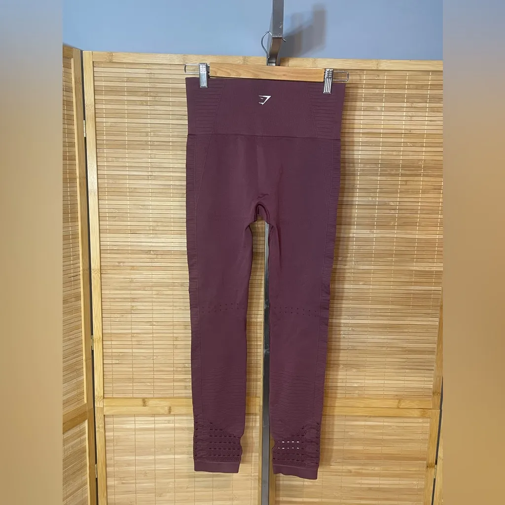Gymshark Energy+ Seamless Leggings in Berry Red pants woman’s size small - Image 4