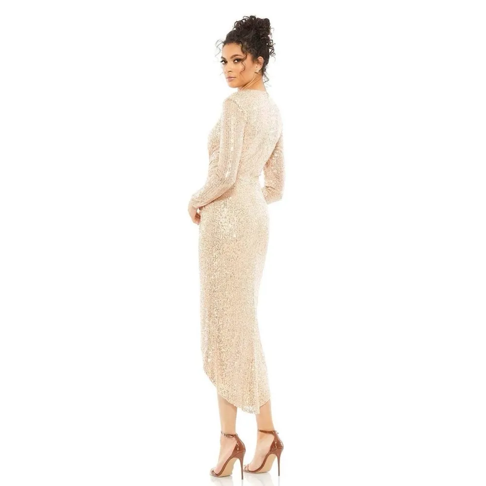 Ieena for Mac Duggal Sequined High Low Dress, Rose Gold, Size 12 New w/Tag $348 - Image 5