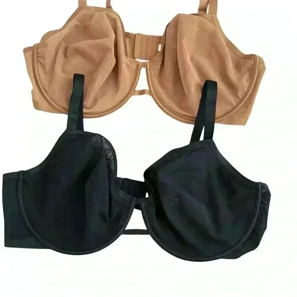 Auden‎ Women's Black, Beige Lightweight Underwired Bra Set of 3 Size 46DDD Tan - Image 6