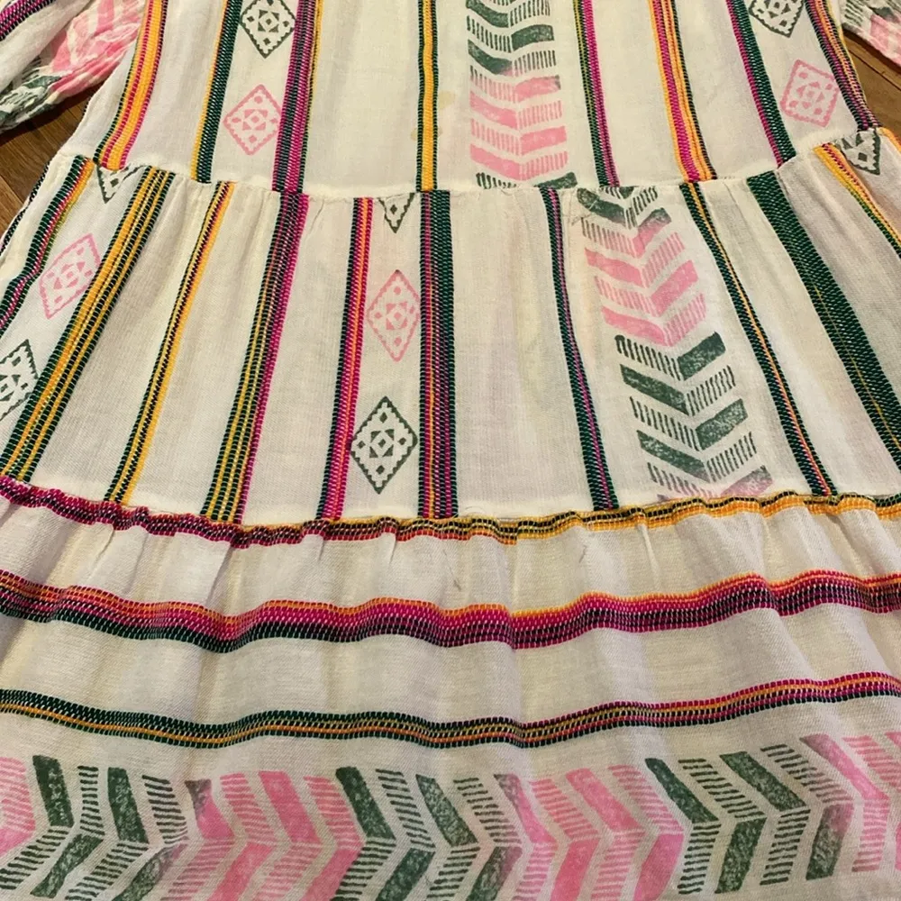 Velvet by Graham & Spencer Jade Multi Color Boho Festival Dress Sz M *Tiny Flaw Pink Size M - Image 5