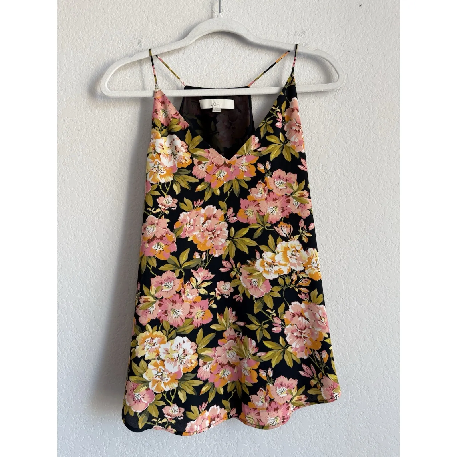 Loft Women's Floral Crepe Loose Spaghetti Strap Cami Tank Top Size Small Casual - Image 3