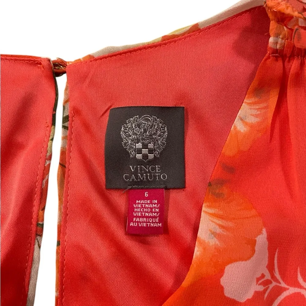 Vince Camuto Floral Chiffon coral Pink Sleeveless Dress Fairy soft girl Romantic - Image 7