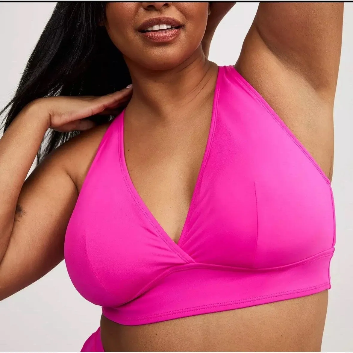 Torrid Bikini Set High Waisted Bottom And Wireless Triangle Top Plus Size 1 Pink - Image 4