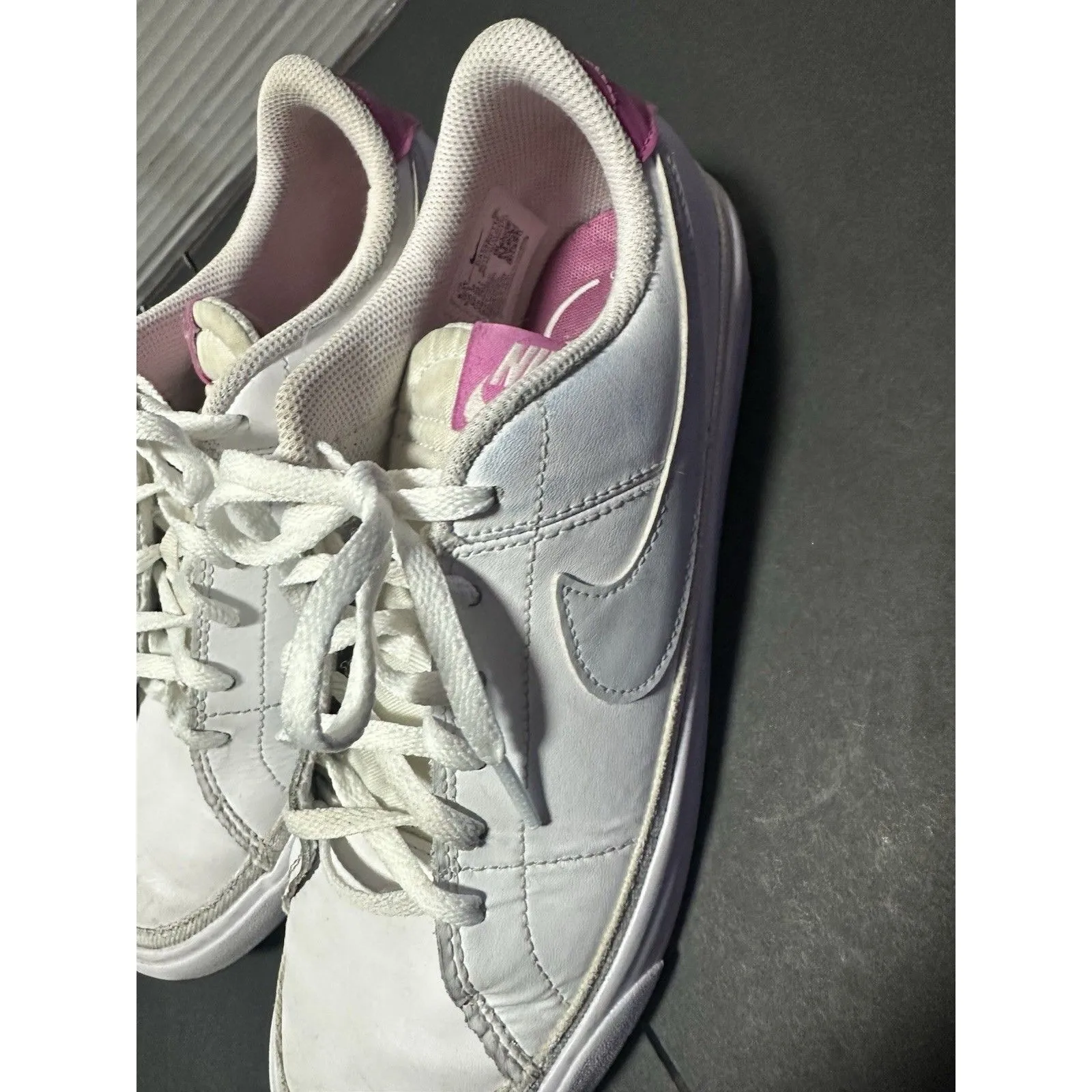 Nike Court Legacy White Pink Leather Sneakers 6.5Y - Image 3
