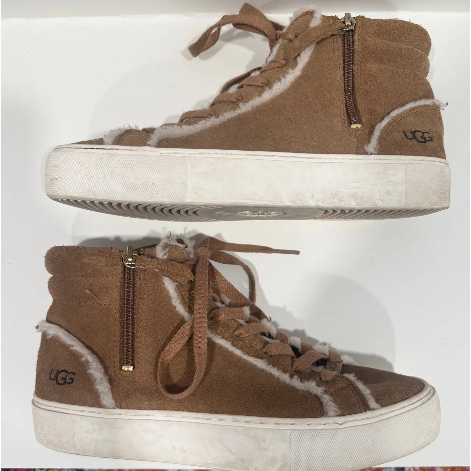 UGG Olli Heritage Sneaker Trainers Suede Sheepskin Fur Lined Boots Size 7 - Image 4