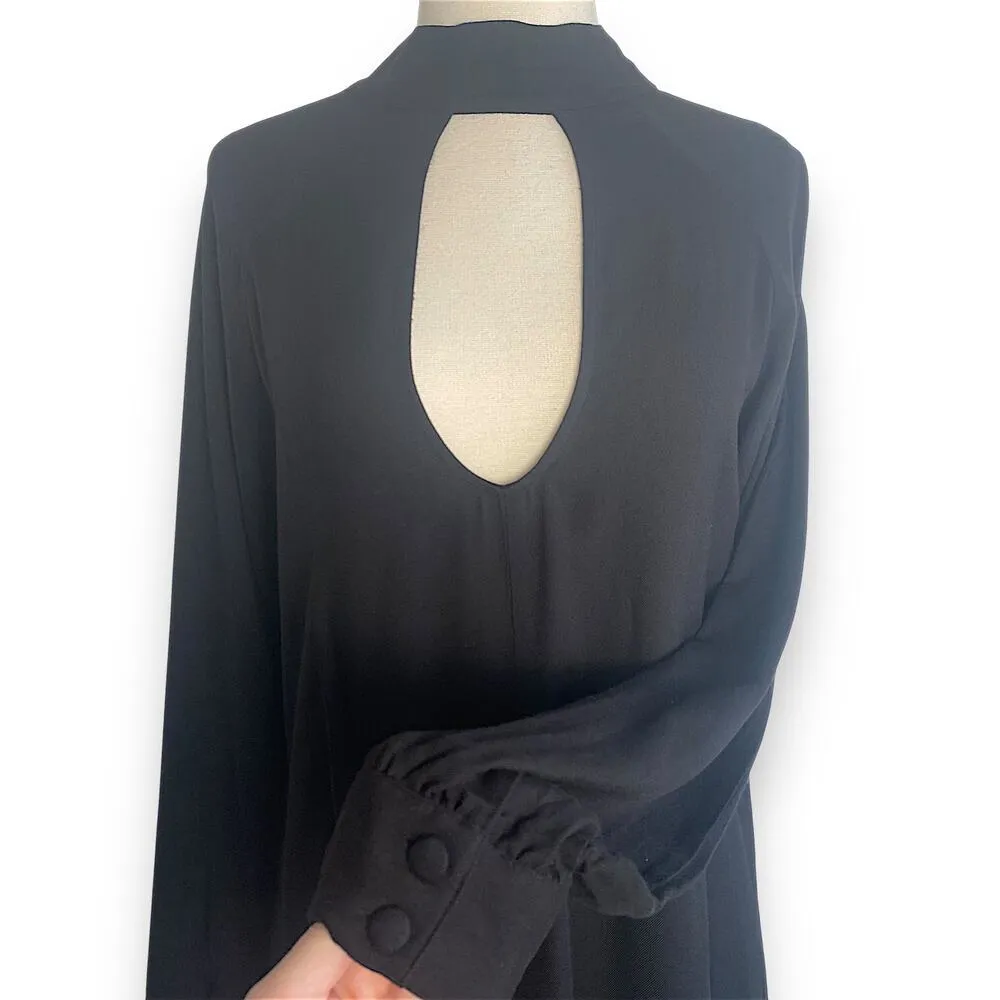 For Love & Lemons High Neck Keyhole Low Back Long Sleeve Black Witchy Mini Dress Size XS - Image 6