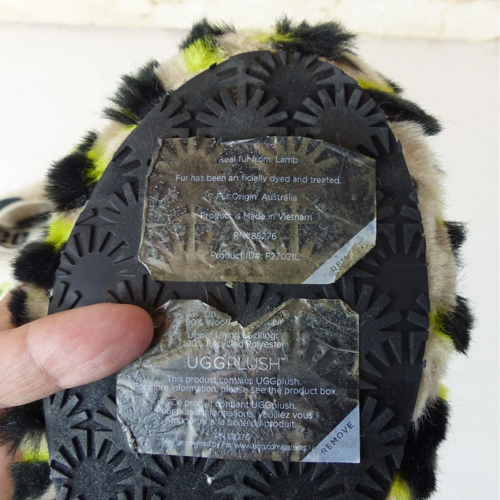 UGG Fluff Yeah Animalia Slippers Women 8 Neon Green Black Leopard Sandals Grunge - Image 12