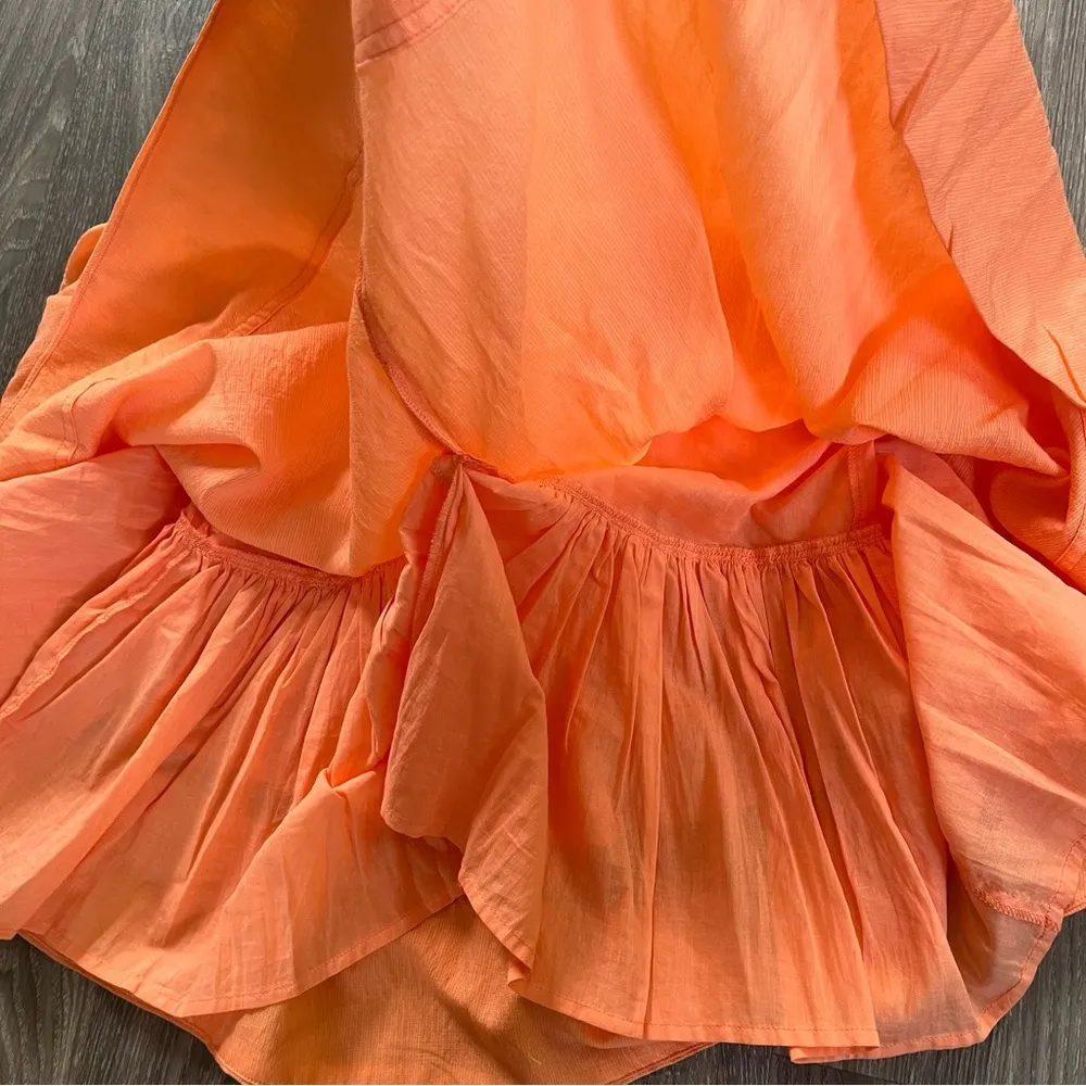 Orangey Coral Ruffled Sleeveless Mini Dress Orange - Image 7