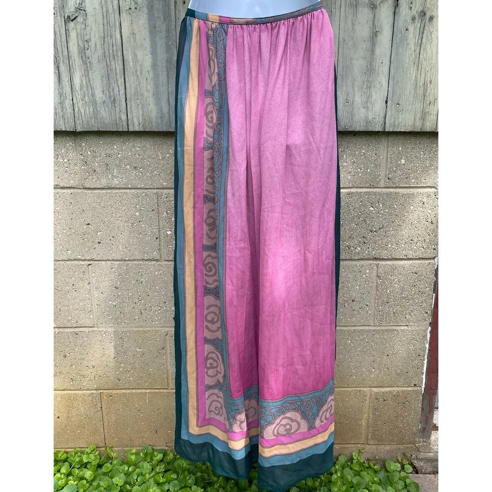 Size S//Vintage 70s Silk Scarf Skirt Judy Hornby Couture Purple - Image 2