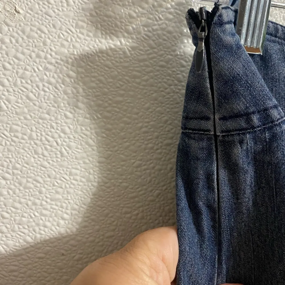 Sandro Sportswear Denim Pleated A-line Midi Jean Skirt Size 12 - Image 4