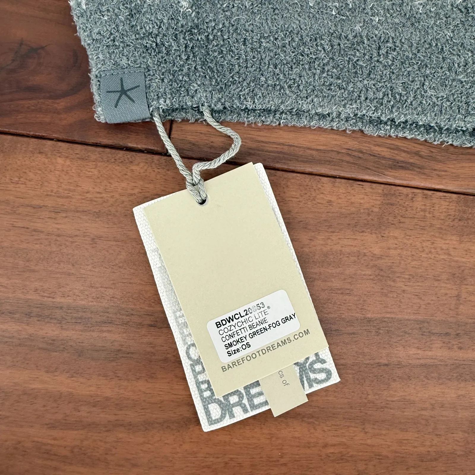 Barefoot Dreams CozyChic Lite Confetti Beanie Hat Women OS Smokey Green Gray Cap - Image 2